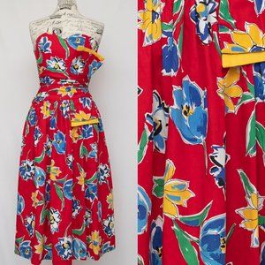 Vintage 1980s Floral Homecoming Dress